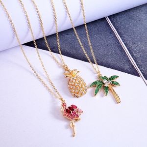 Flamingo, Pineapple or Coconut Tree Pendant and Ne